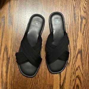 Shade & Shore Black cross-band fabric sandal